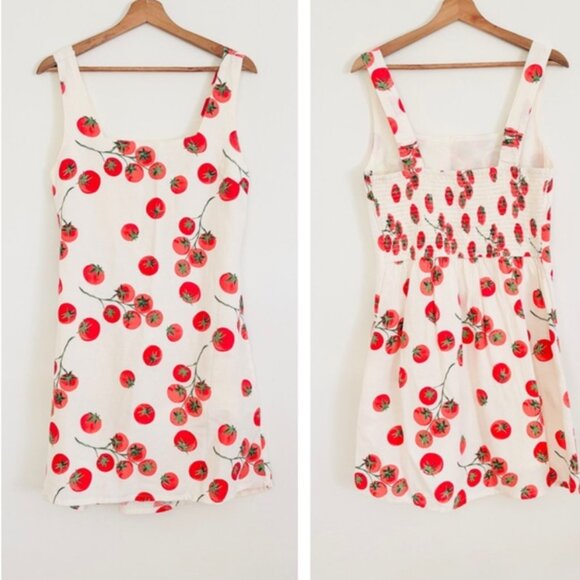 Japna Tomato Print Linen Shift Dress - Picture 2 of 3